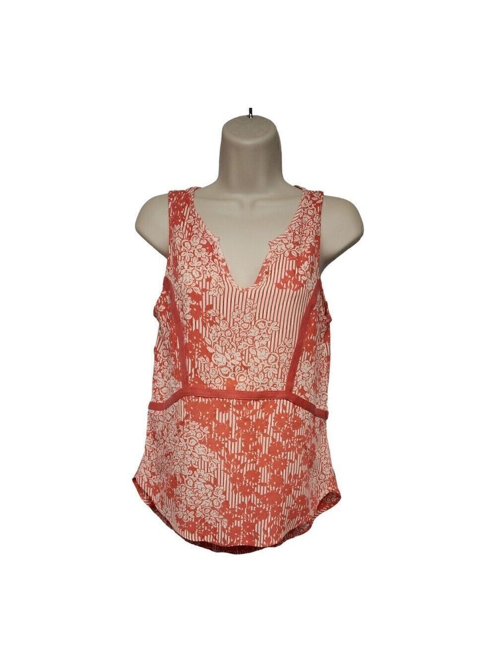 Miami Multicolor Pink Ivory Lo Hi Blouse Small Rayon